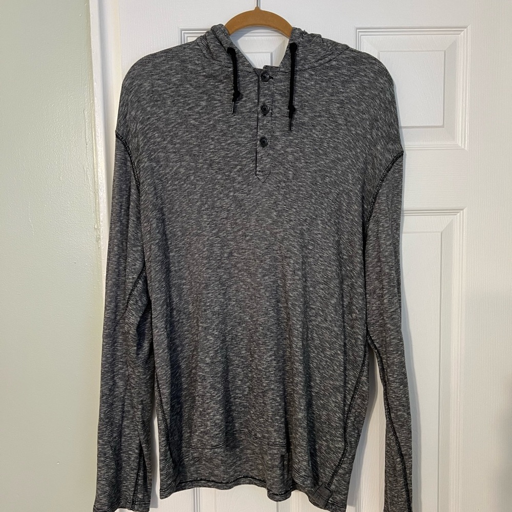 DKNY Gray Hooded Long Sleeve Shirt